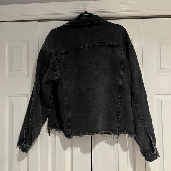 PRINCESS POLLY size small/medium black denim jacket - Picture 2 of 3